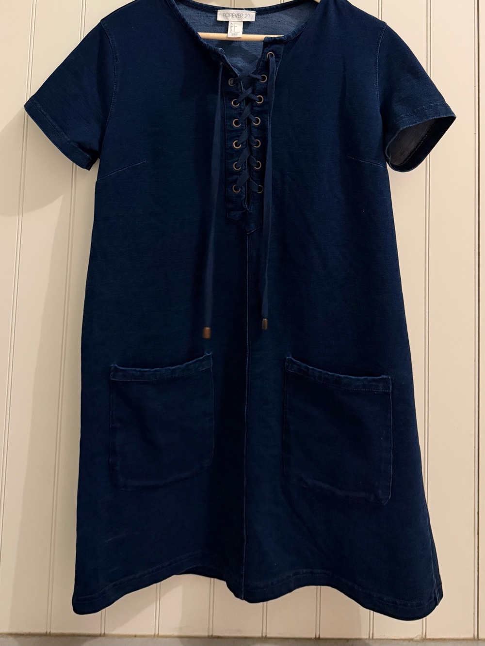 Navy/dark denim Lace-Up Dress l Excellent Condition | Vintage Forever 21